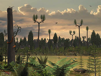 Carboniferous riverbank, 303 million years ago