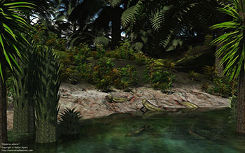 Dipterus ashore, 385 million years ago