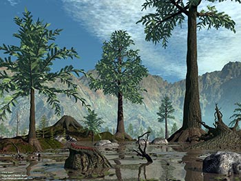 Devonian Archaeopteris, 385 million years ago