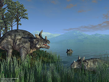 Estemmenosuchus mirabilis waterside, 255 million years ago