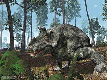 Estemmenosuchus uralensis grazing, 255 million years ago