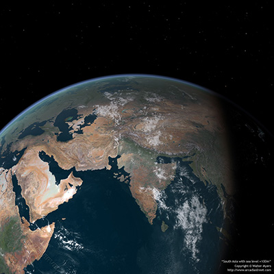 South Asia with sea level +100m, 2200 A.D.?