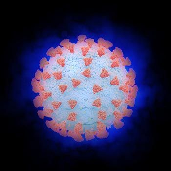 Coronavirus red on blue No. 4