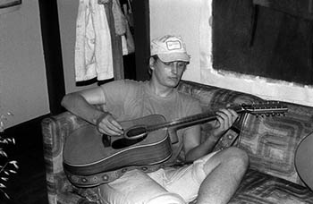 Jeff with 12-string No. 2   -   New York City, 1985   -   Kodak infrared black & white 35mm film