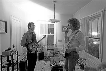 Paul & Walt talking   -   Oak Park, IL, 1982   -   Kodak Tri-X black & white 35mm film