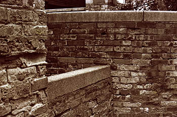 Brick walls No. 1   -   Oak Park, IL, 1982   -   Ilford XP-1 chromogenic black & white 35mm film