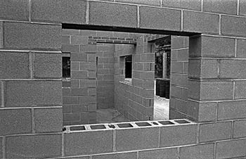 Cinderblock construction   -   Oak Park, IL, 1982   -   Kodak Tri-X black & white 35mm film