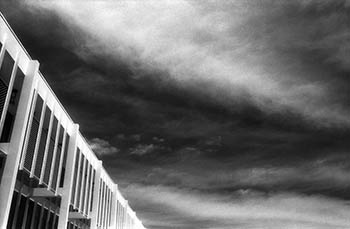 Slatted building & clouds   -   River Grove, IL, 1982   -   Kodak infrared black & white 35mm film