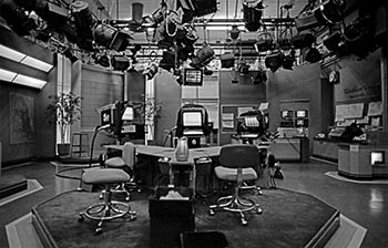 Television anchor desk   -   Chicago, 1982   -   Kodak Plus-X black & white 35mm film