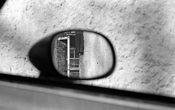 Wing mirror   -   Oak Park, IL, 1981   -   Kodak Tri-X black & white 35mm film