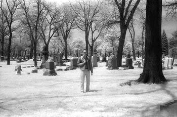Self-portrait in cemetery   -   Des Plaines, IL, 1983   -   Kodak infrared black & white 35mm film