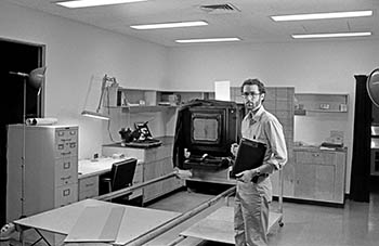 Self-portrait with large format camera No. 3   -   Chicago, 1983   -   Kodak Plus-X 35mm film