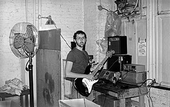 Self-portrait in makeshift studio   -   Chicago, 1985   -   Kodak Tri-X 35mm film