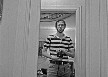 Self-portrait with striped shirt   -   Oak Park, IL, 1982   -   Kodak Tri-X 35mm film