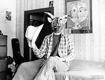 Self-portrait with mask   -   Oak Park, IL, 1984   -   Kodak Tri-X 35mm film
