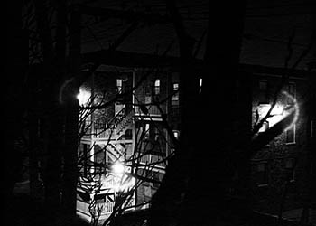 Night apartments   -   Oak Park, IL, 1982   -   Kodak Tri-X black & white 120 film