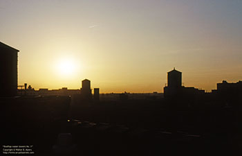 Rooftop water towers No. 1   -   Chicago, 1986   -   Kodak Ektachrome 35mm color slide film