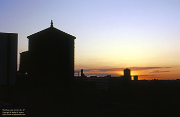 Rooftop water towers No. 2   -   Chicago, 1986   -   Kodak Ektachrome 35mm color slide film