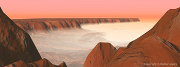 Martian tributary canyon panorama