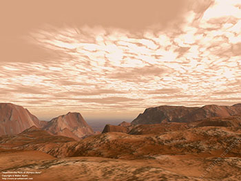 View from the flank of Olympus Mons