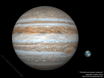 Jupiter and Earth compared