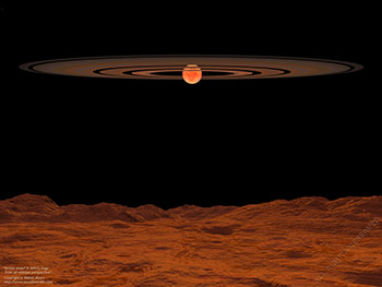 Brown dwarf & debris ring from an oblique perspective