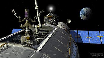 Orbital maintenance platform repair bay & cupola