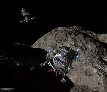 Asteroid Lander over asteroid